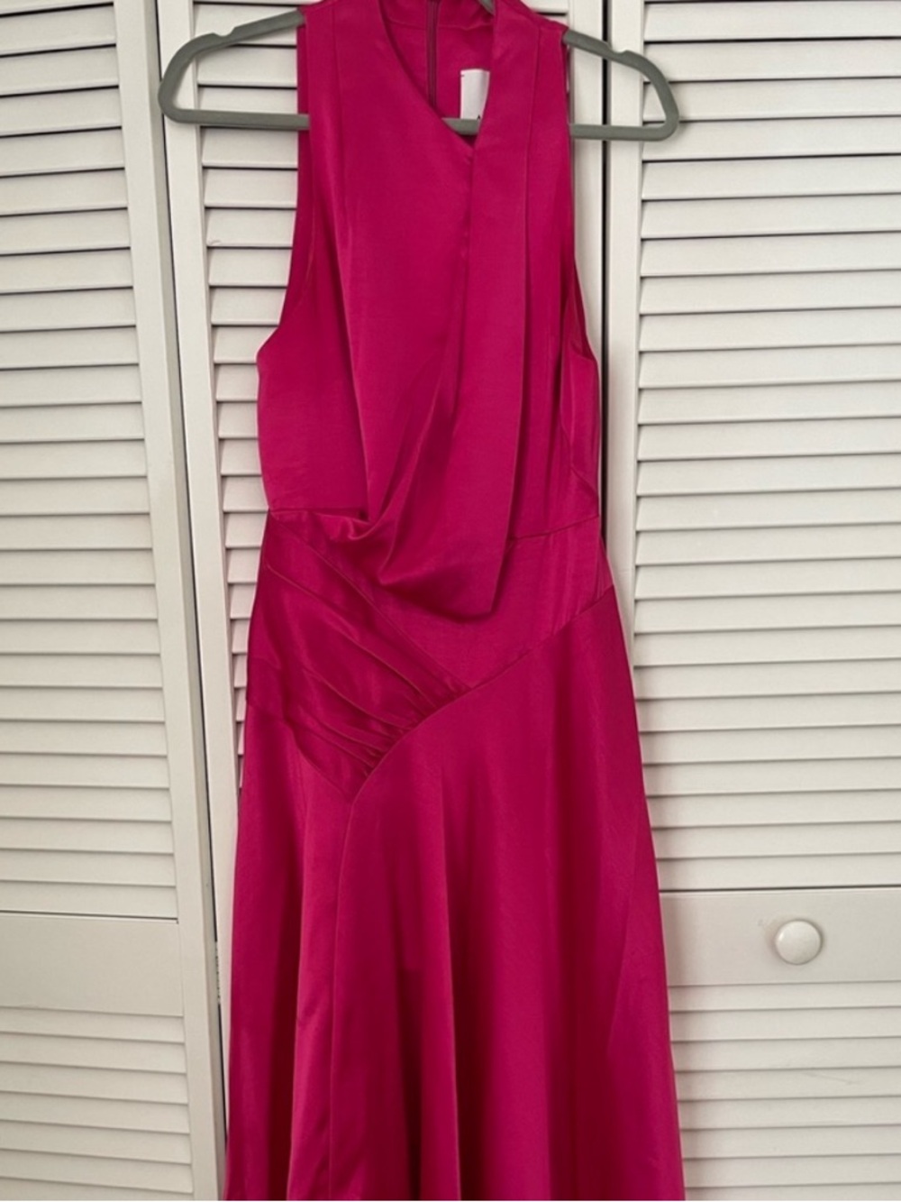 Acler Hot Pink Asymmetrical Satin Dress - Picture 3 of 5